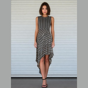 Banana Republic Black and White Striped Asymmetric Dress Medium